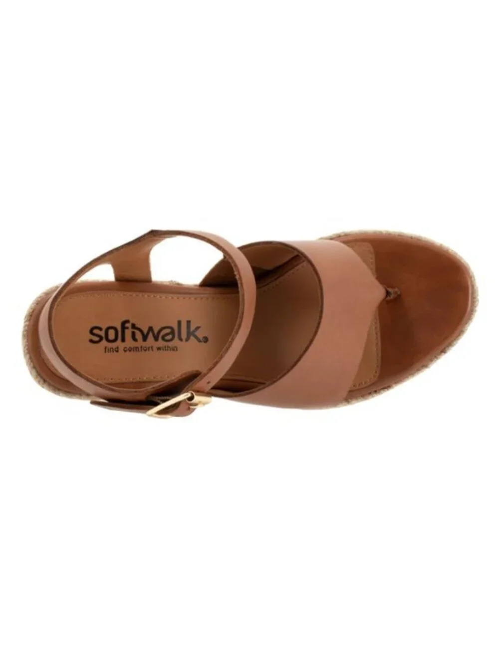 SoftWalk Hilo Women's Leather Espadrille Wedge Sandal - Luggage